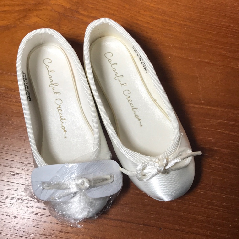 Satin Ballet Shoes White Baby Todd 6, 7.5, 9, 9.5